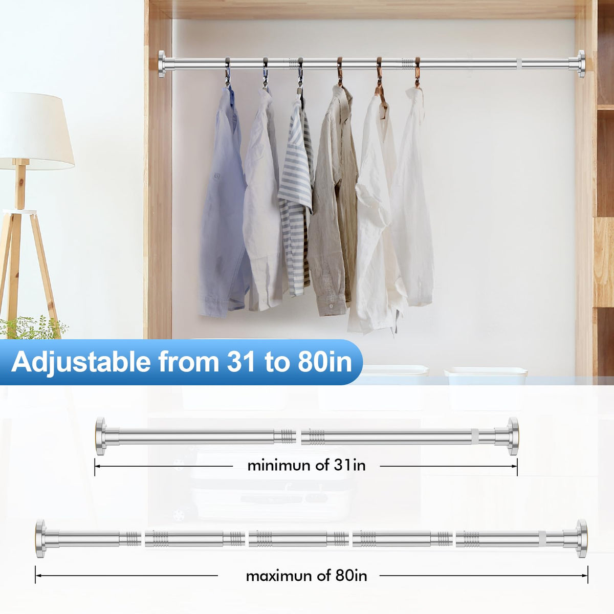 CorkLatta chrome shower rod easy installation without tools in minutes