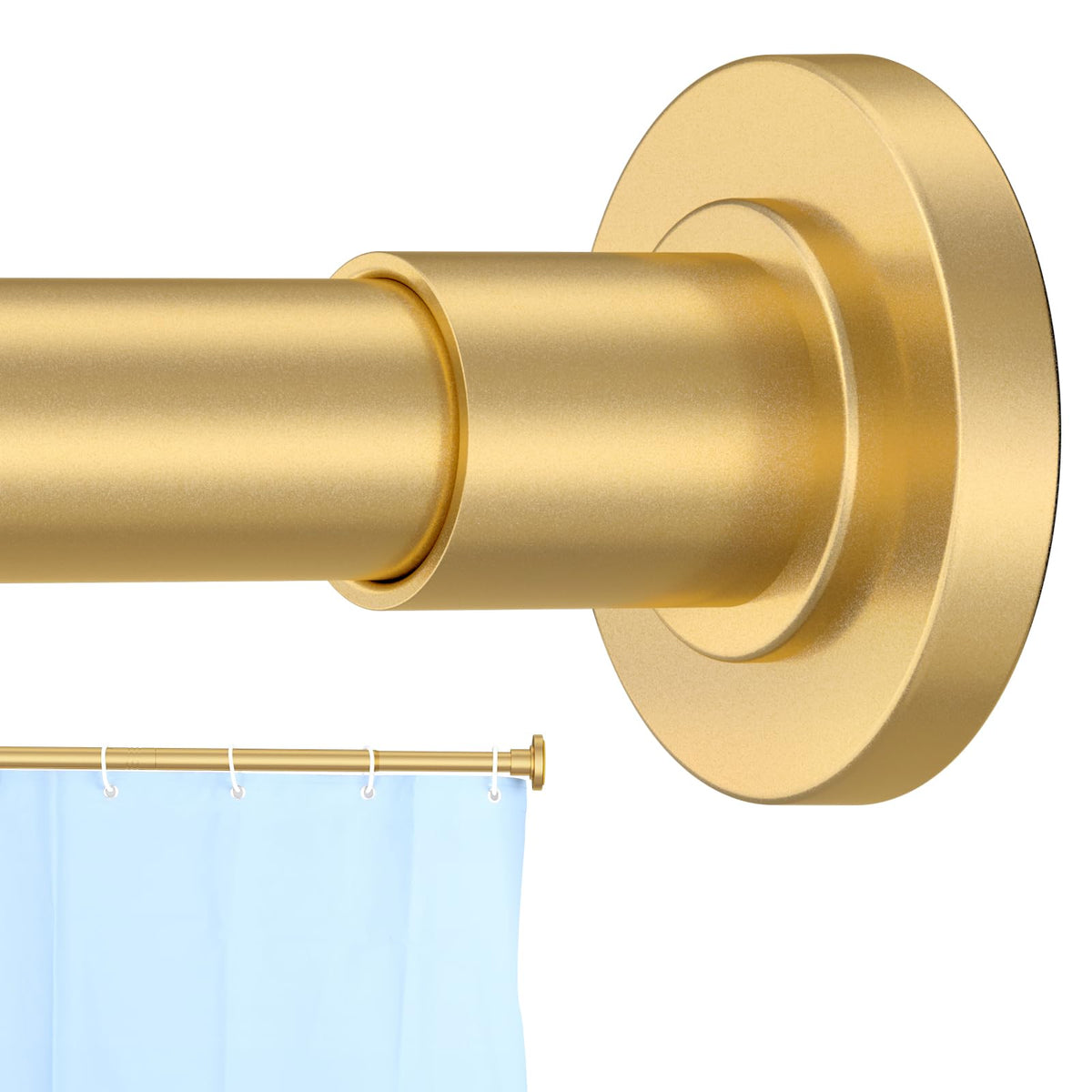 CorkLatta Gold Shower Rod extended from 31 to 80 inches for versatile bathroom fit.
