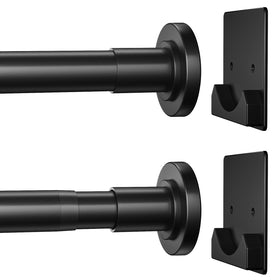 CorkLatta matte black shower rod ready for quick assembly and secure support.