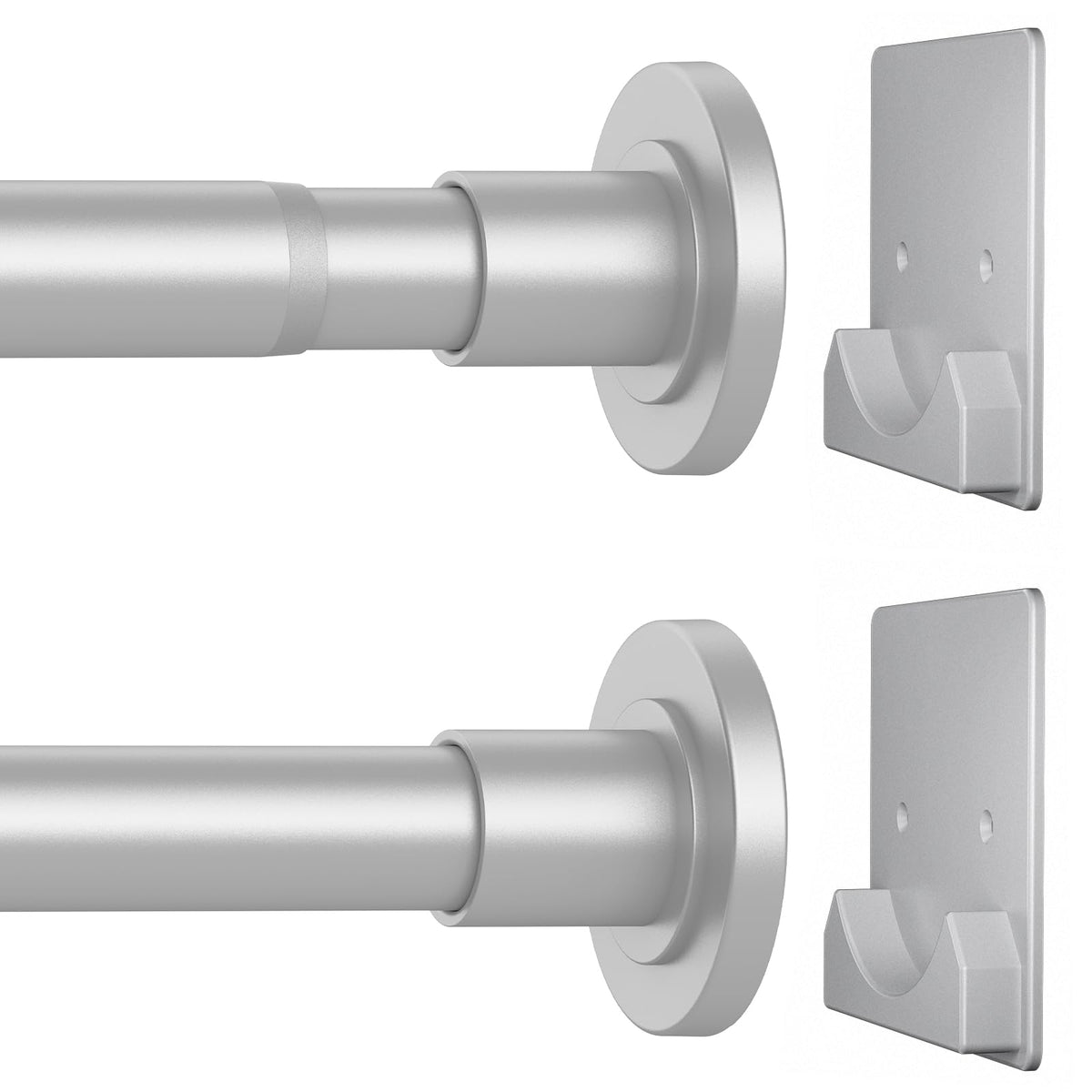 CorkLatta matte silver shower curtain rod with a sturdy 1-inch diameter for secure hanging