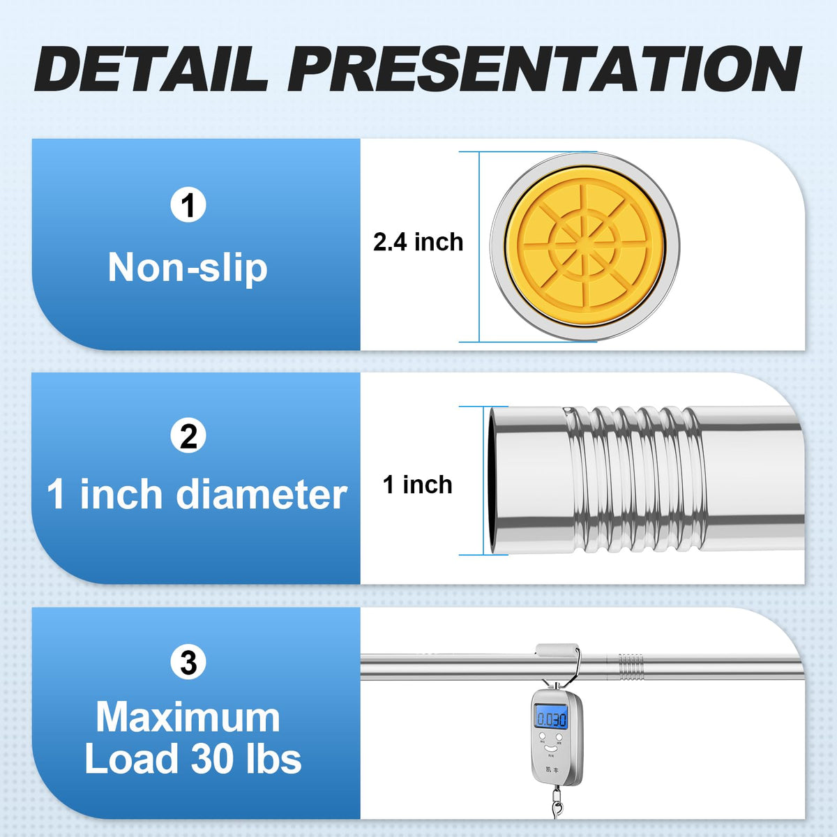 CorkLatta stainless steel tension rod no drilling design for quick setup