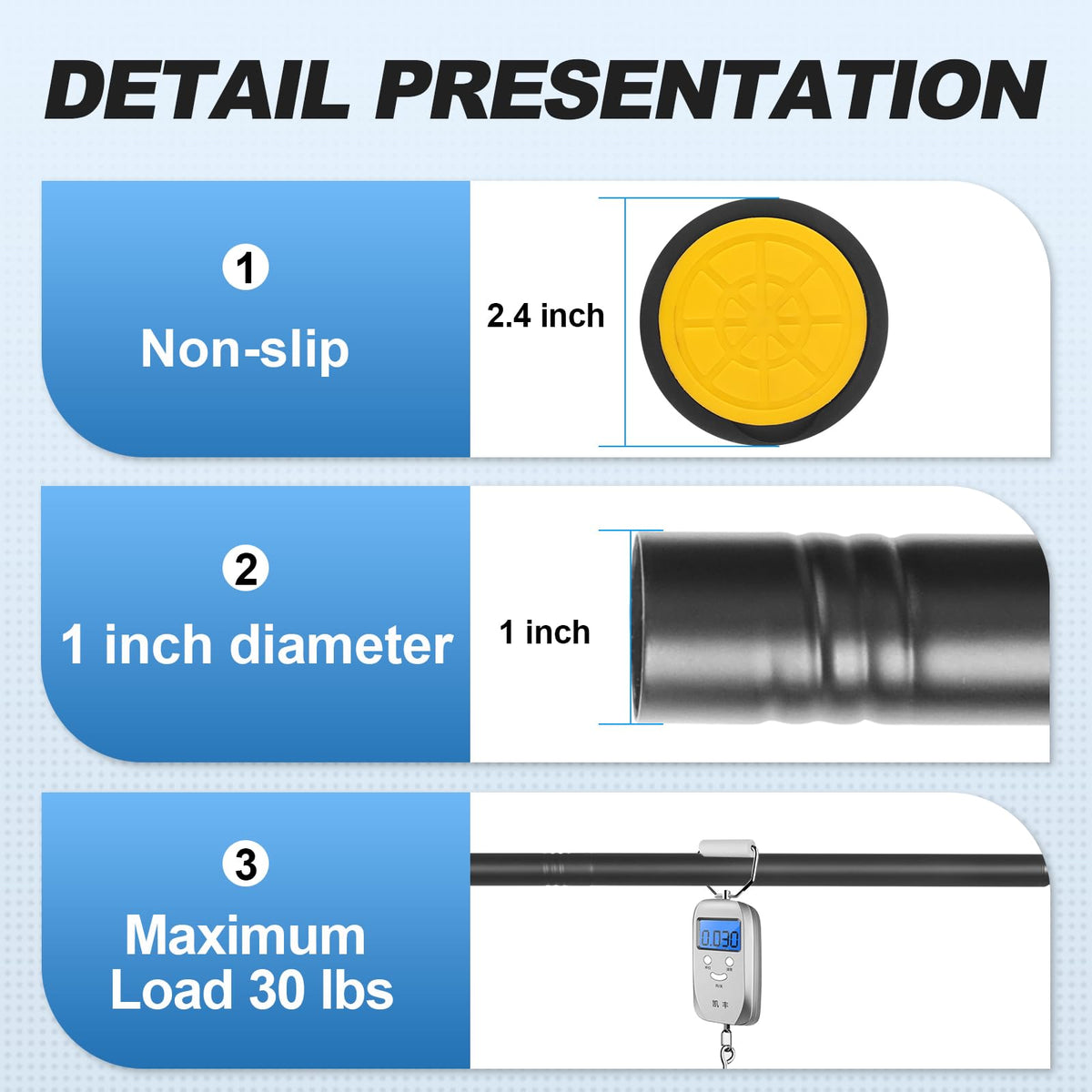 CorkLatta stainless steel tension rod showcases a rust-proof finish for lasting shine.