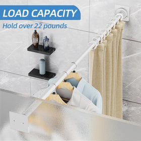 CorkLatta white shower curtain rod holders highlight secure mounting for stable curtains.
