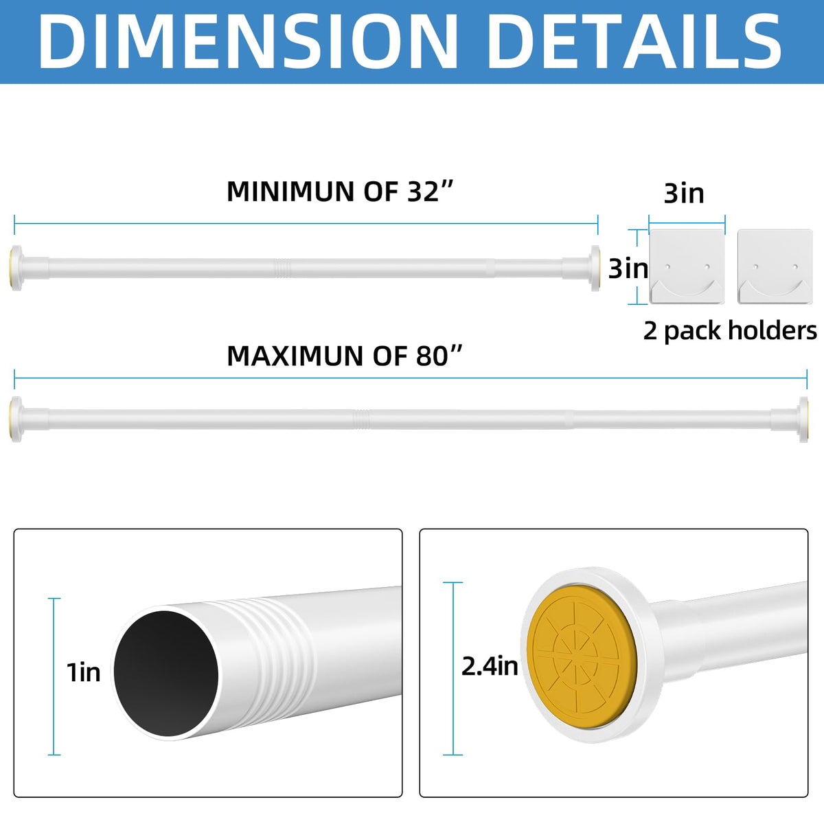 CorkLatta white shower curtain rod installation demonstrates quick, no-drill setup.