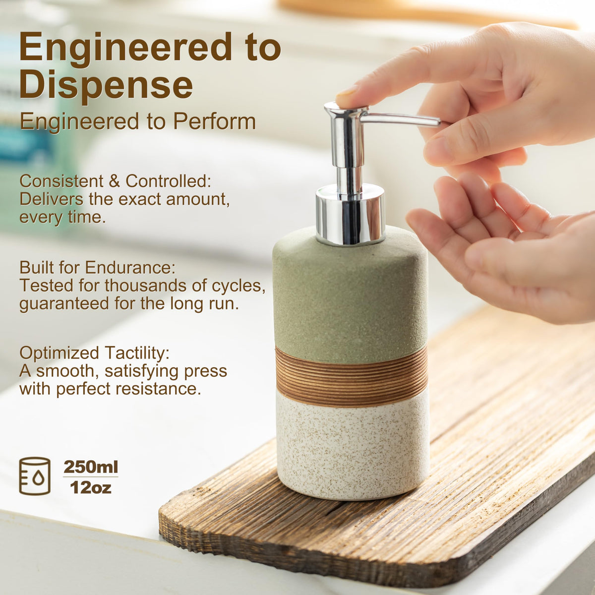 Cormomu ceramic soap dispenser 12oz for durable, stylish bathroom or kitchen use