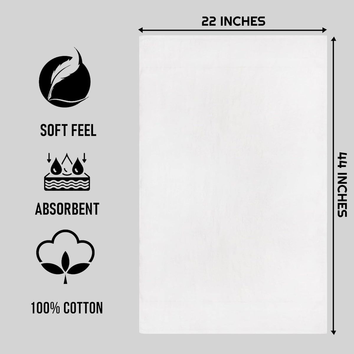 CH White Bath Towels 22x44 shown in a crisp display highlighting soft texture.