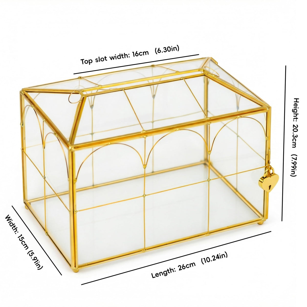 Corvanero clear glass card box showcases contents elegantly