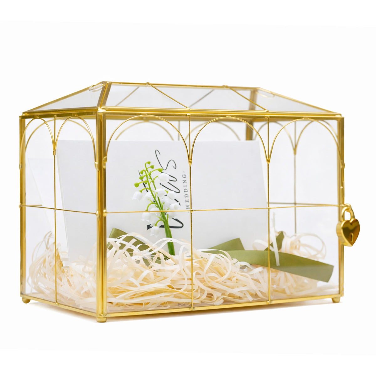 Corvanero wedding card box with slot and gold frame for receptions