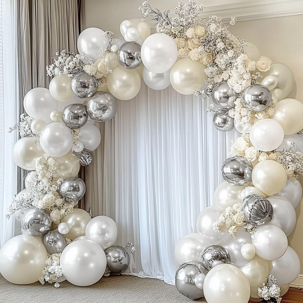 Corvani double-layer pearl white balloons for thicker, lasting balloons.
