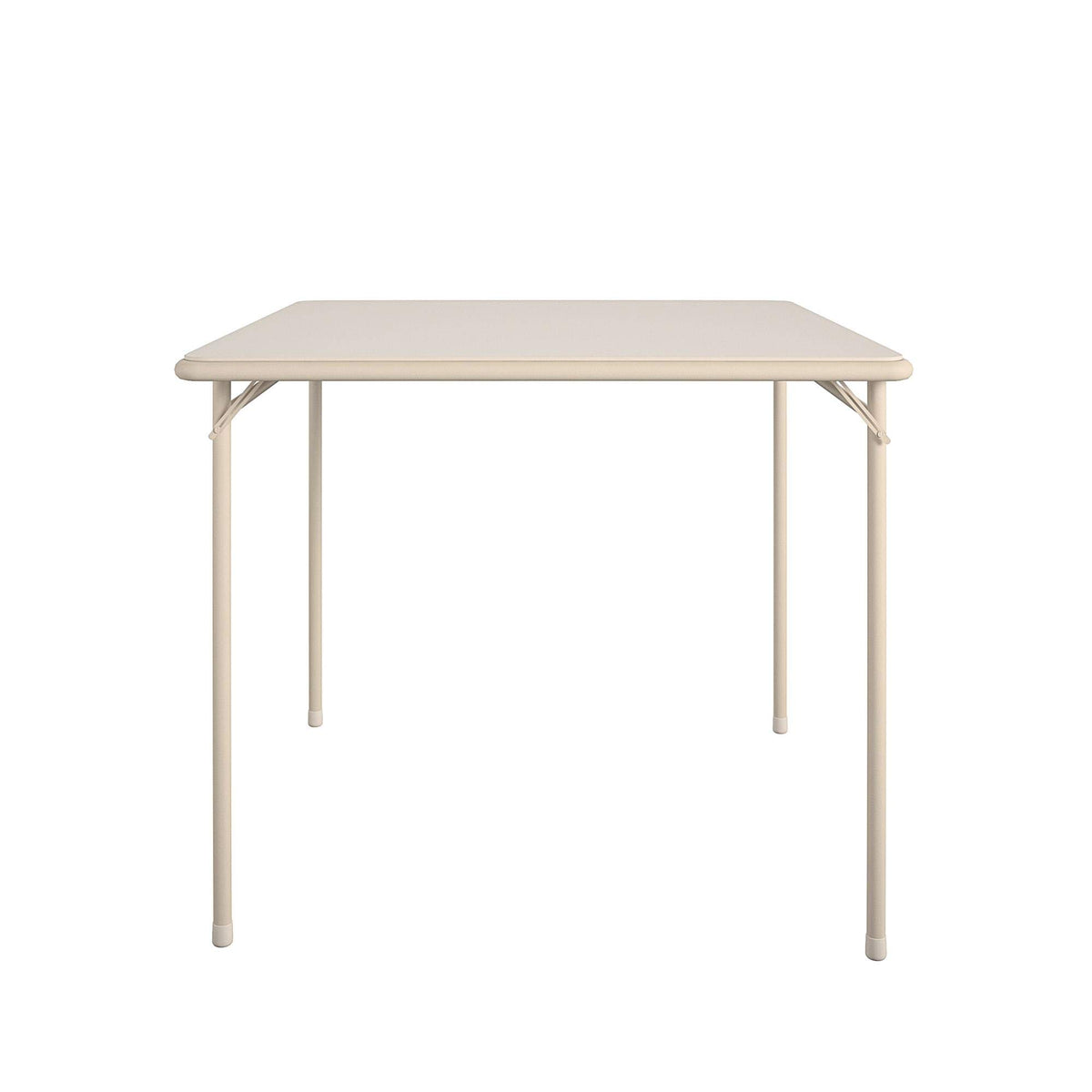 Cosco 34-inch square vinyl top table in antique linen for versatile gatherings.