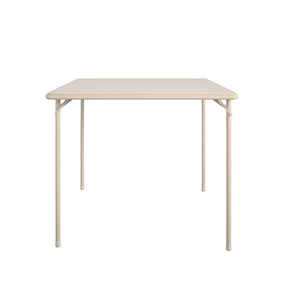 Cosco 34-inch square vinyl top table in antique linen for versatile gatherings.