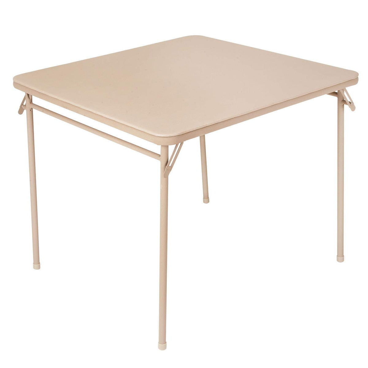 Cosco folding table stores flat for compact space.