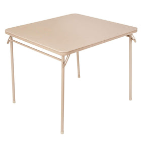 Cosco folding table stores flat for compact space.