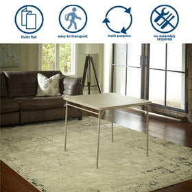 Cosco table with non-marring feet protects floors.