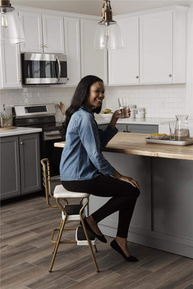 Cosco Stylaire cream vinyl seat that wipes clean after meals
