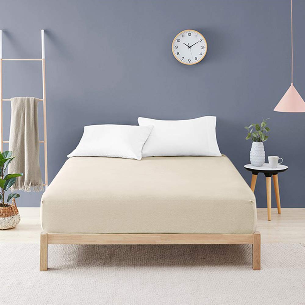 COSMOPLUS beige king fitted sheet complements any decor and hides light stains