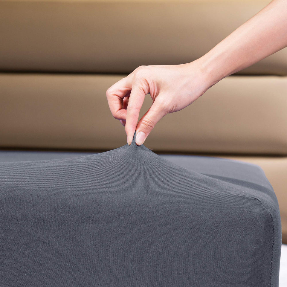 COSMOPLUS king fitted sheet in gray with micro-knit stretch for a secure fit