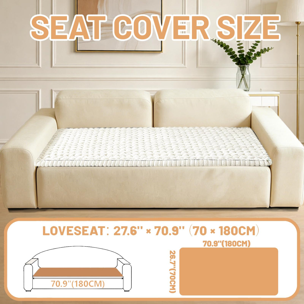 CoSofSLIP three-cushion fit on standard sofa, secure seating