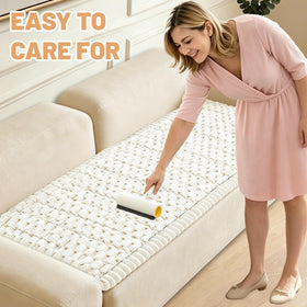 CoSofSLIP washable sofa mat in beige, easy cleaning after spills