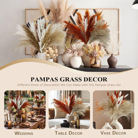 COSOKUU dried pampas grass vase decor enhances shelves with natural warmth.