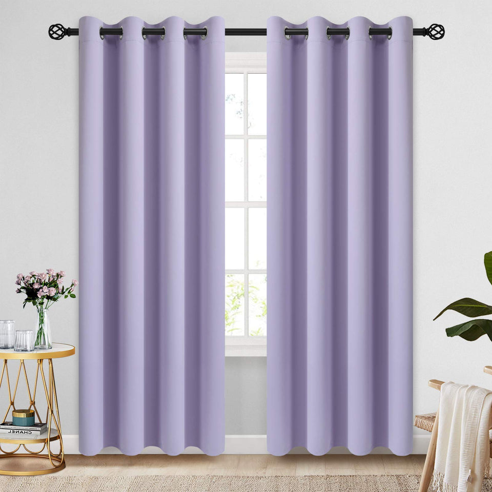 COSVIYA grommet curtains lilac front view with grommets for privacy and smooth operation
