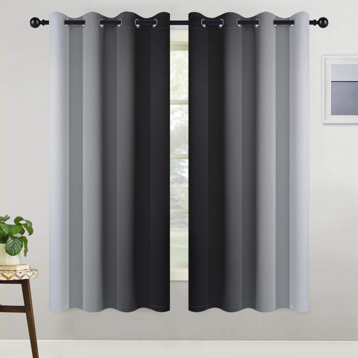 COSVIYA grommet-ombre-curtains metal grommets closeup show durable hardware.