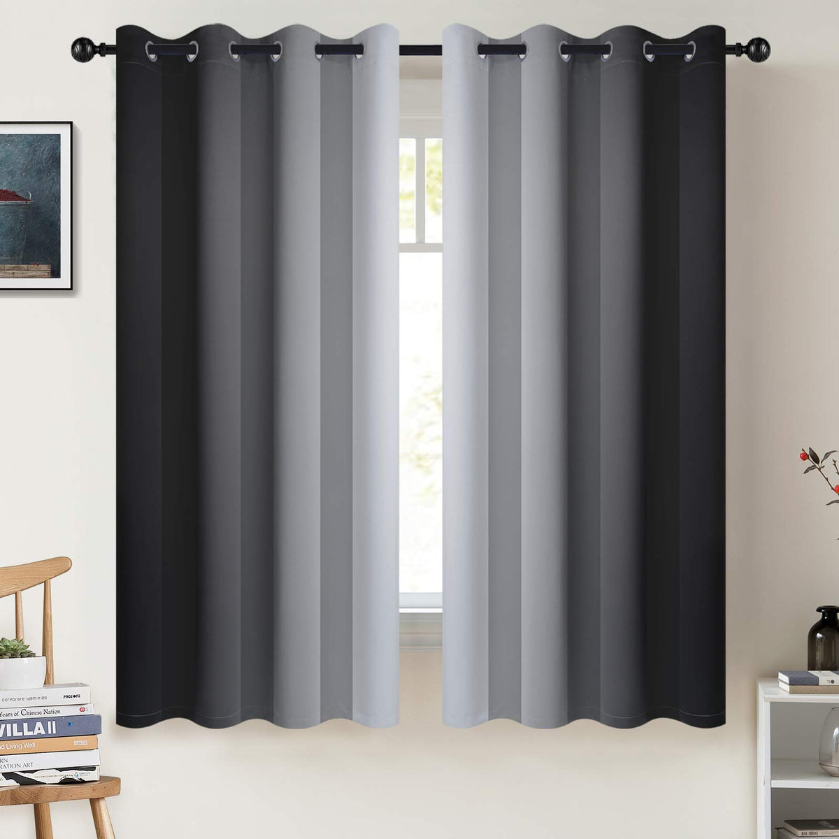 COSVIYA grommet-ombre-curtains top view for smooth sliding.