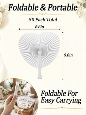 Cosweet white folding fan used as wedding decor and photo backdrop accessory.
