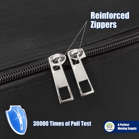 Cosy Family moving bags reinforced zipper demonstrating durable closure.