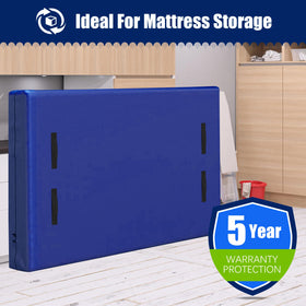 Cosy Family privacy blue mattress bag full hides mattress during storage.