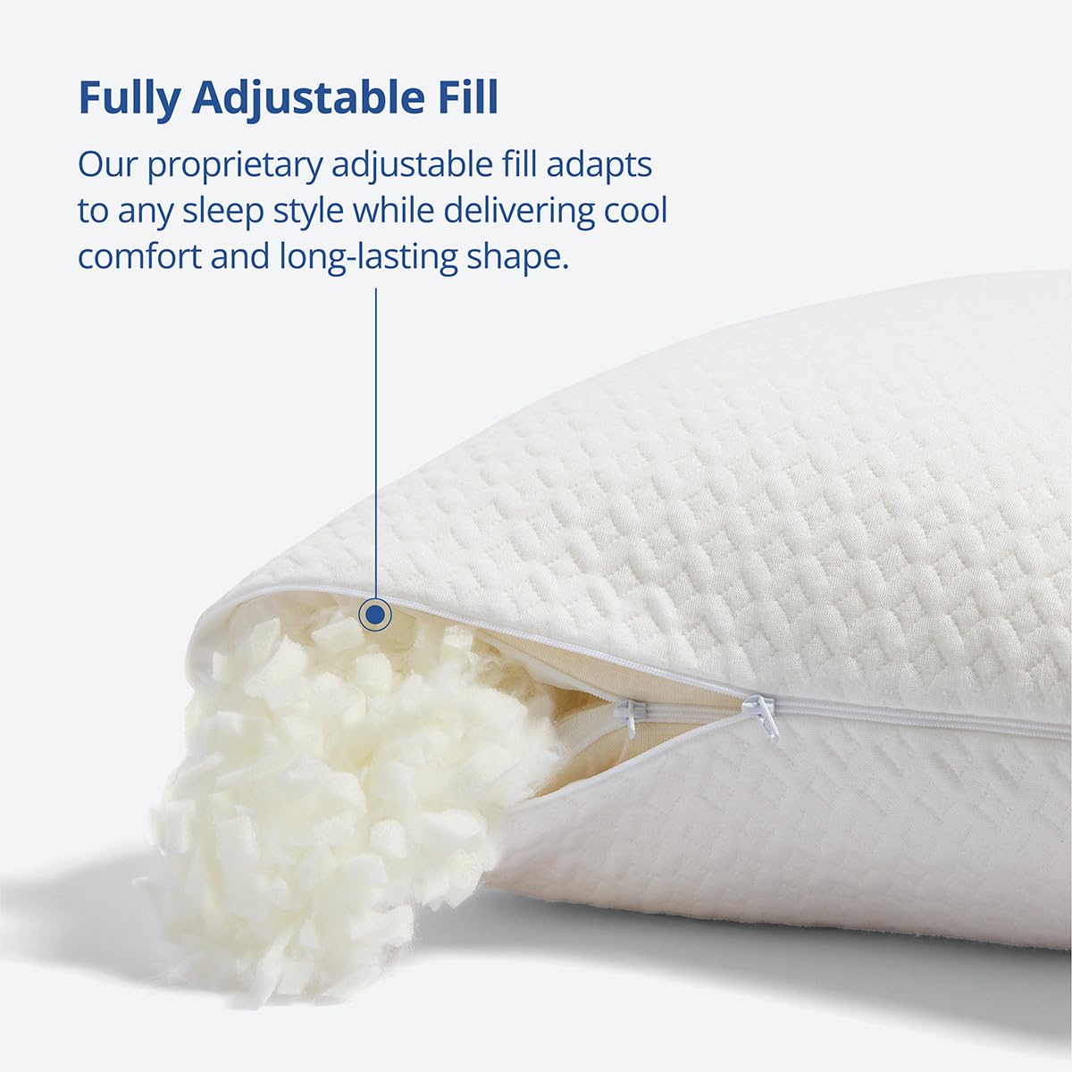 Cosy House Collection adjustable fill pillow for side sleeper setup