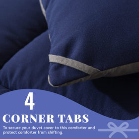 Cosybay blue-grey comforter on bed in cozy bedroom setting.