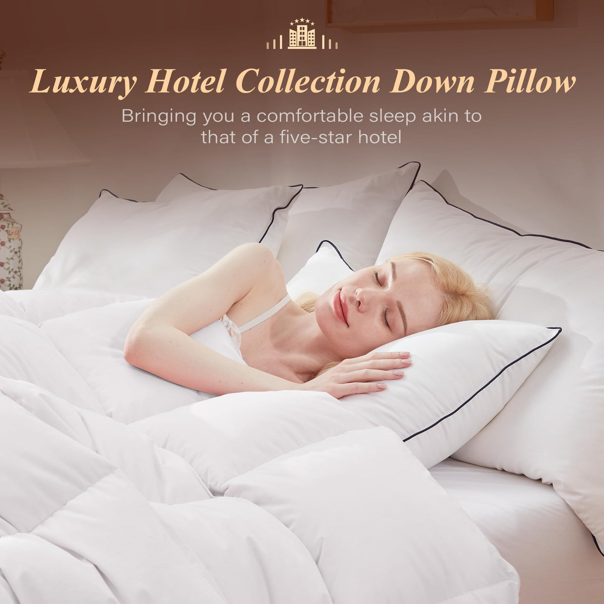 Cosybay goose feather down pillow king-front-view — luxurious loft and balanced support.