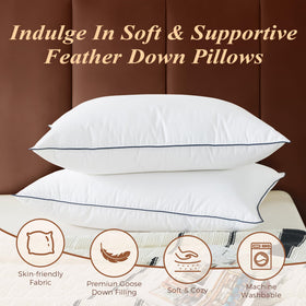 Cosybay goose feather down pillow king-side-view — gentle neck support for any sleep position.