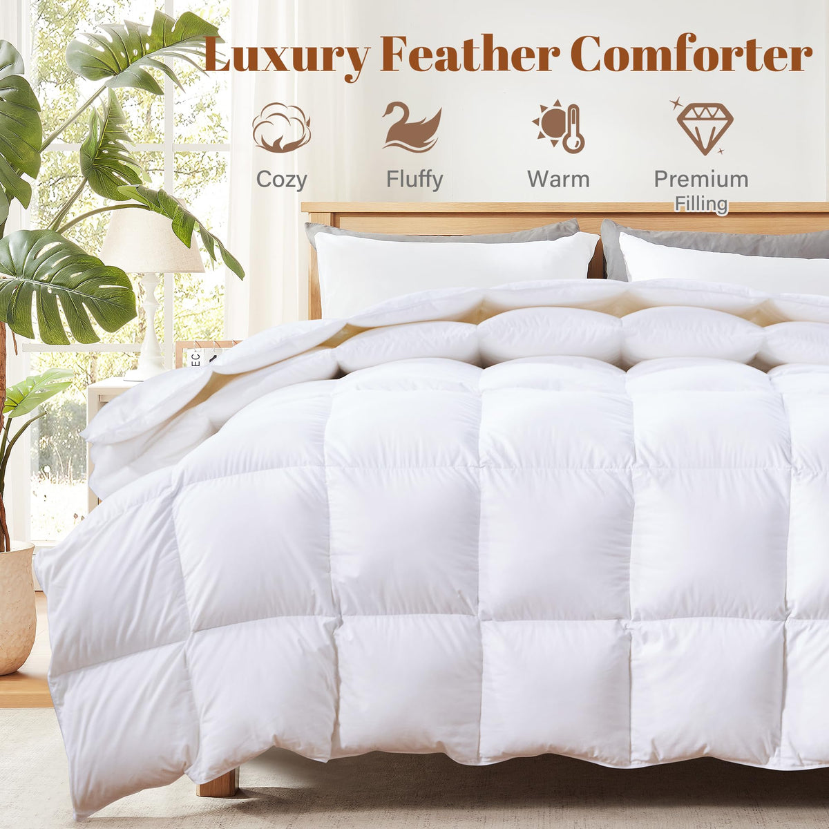 Cosybay comforter with 100% cotton shell offers soft, breathable sleep.