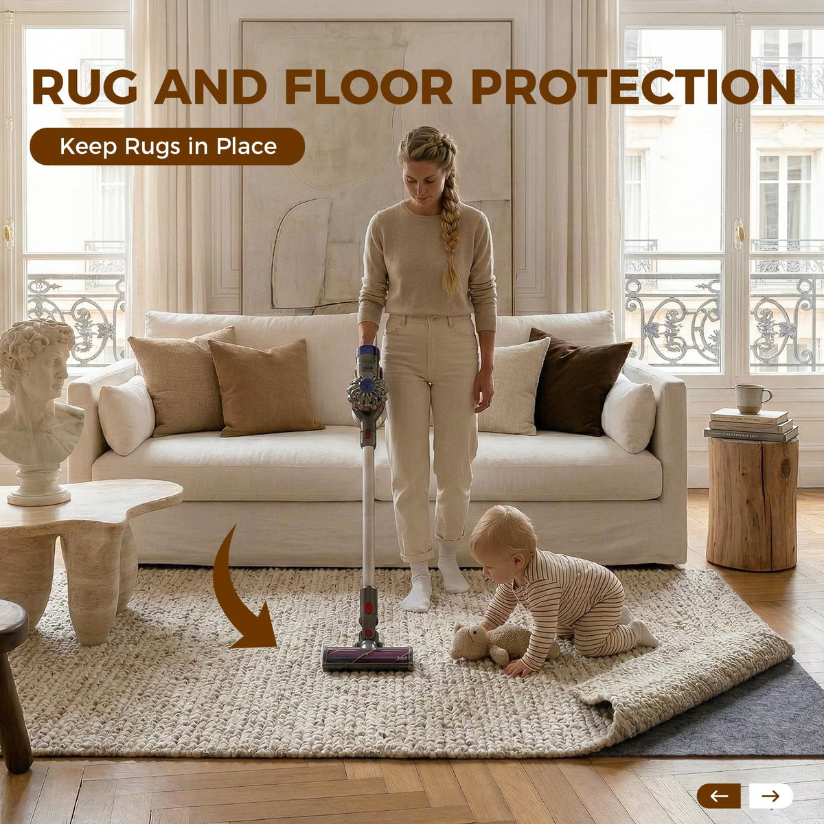 Cosyearn rug pad back-pattern upgraded illustrates stronger grip to prevent curling