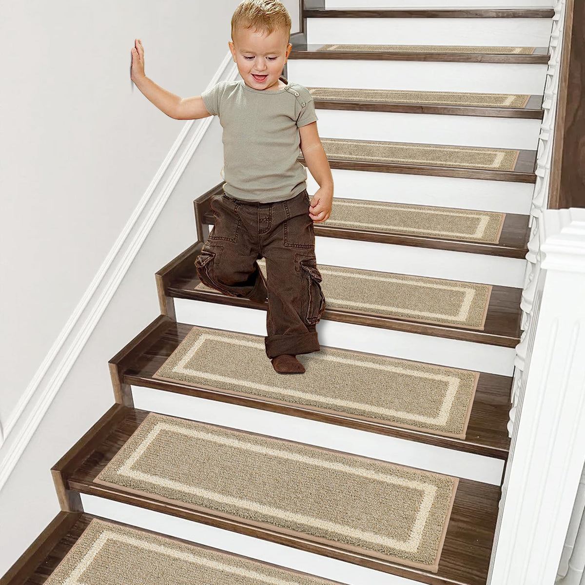 COSY HOMEER beige stair treads complement various decors on stairs
