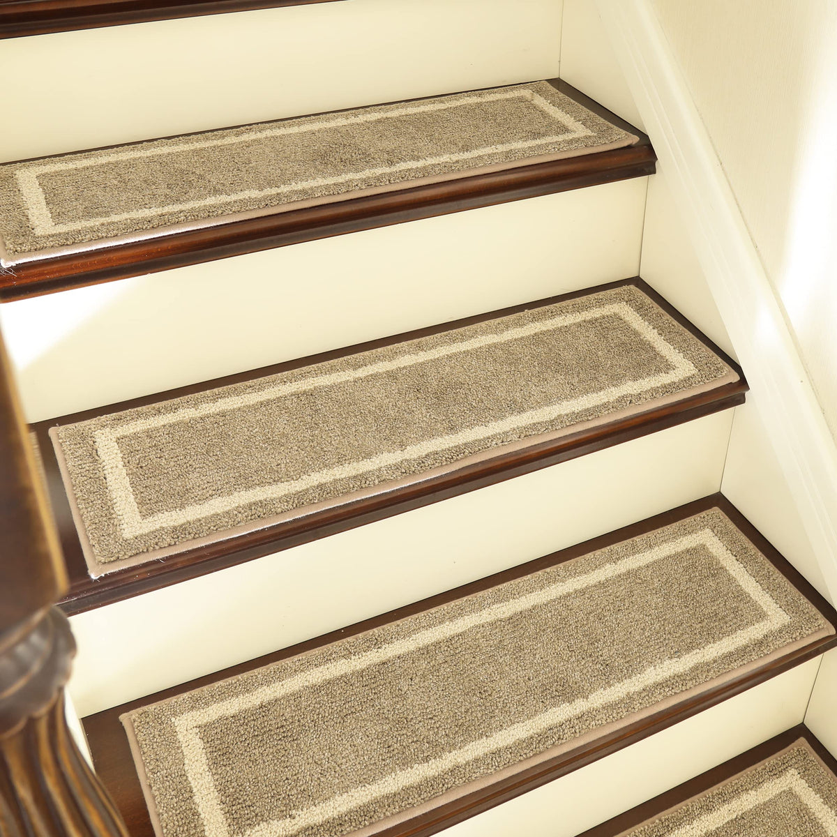 COSY HOMEER soft stair treads beige with non-slip backing for safe indoor stairs