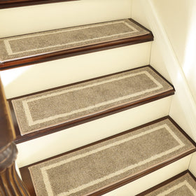COSY HOMEER soft stair treads beige with non-slip backing for safe indoor stairs