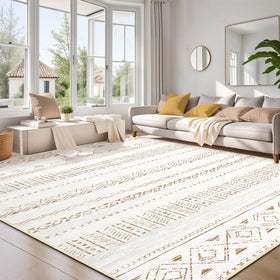 cotiled 6x9 area rug in living room with washable design for busy homes