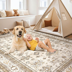 Cotiled non-slip backing area rug helps keep kids and pets safe on indoor floors