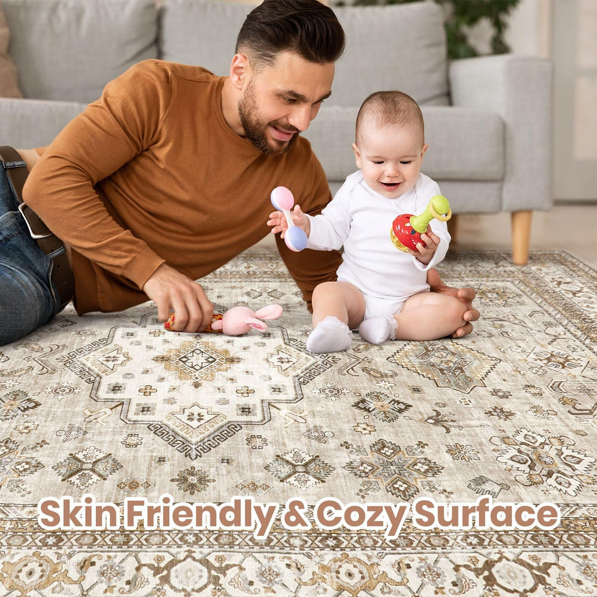 Cotiled plush soft surface rug invites barefoot comfort in any room
