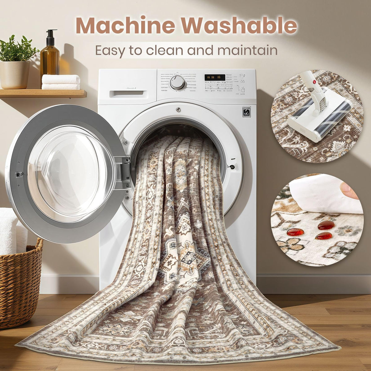 Cotiled soft washable rug plush texture enhances comfort underfoot