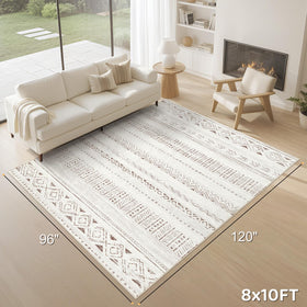 Cotiled stain-resistant rug helps spills wipe away quickly.
