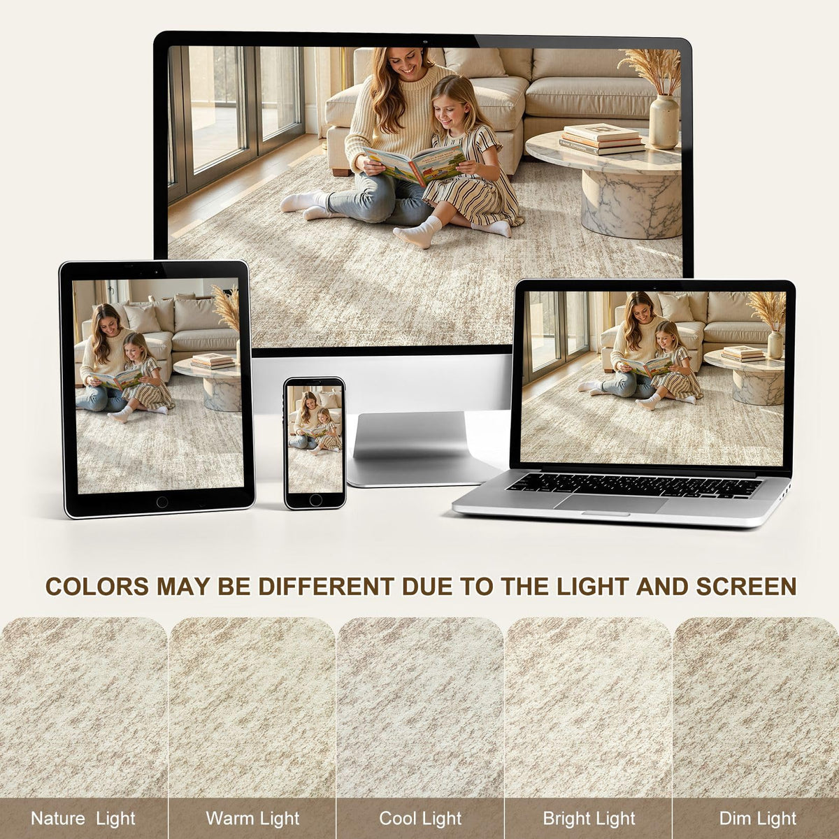 Cotiled stain-resistant texture keeps living rooms neater between cleanups