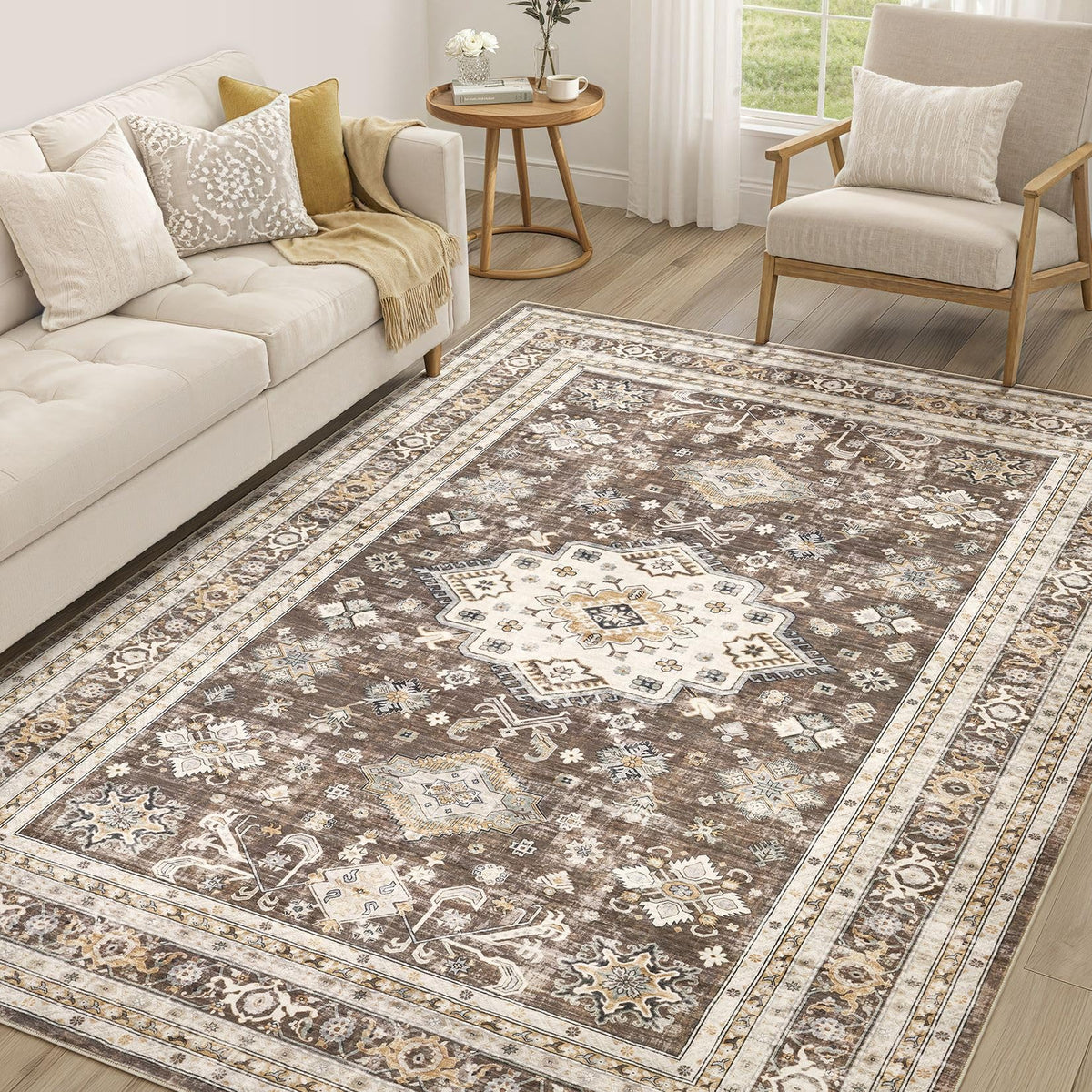 Cotiled vintage living room rug 5x7 adds timeless charm to seating areas