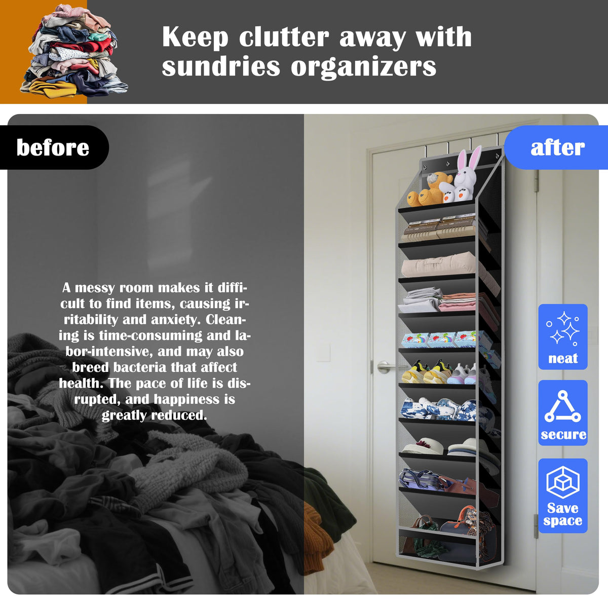 Cotohim versatile door storage for toys, baby items, and toiletries.