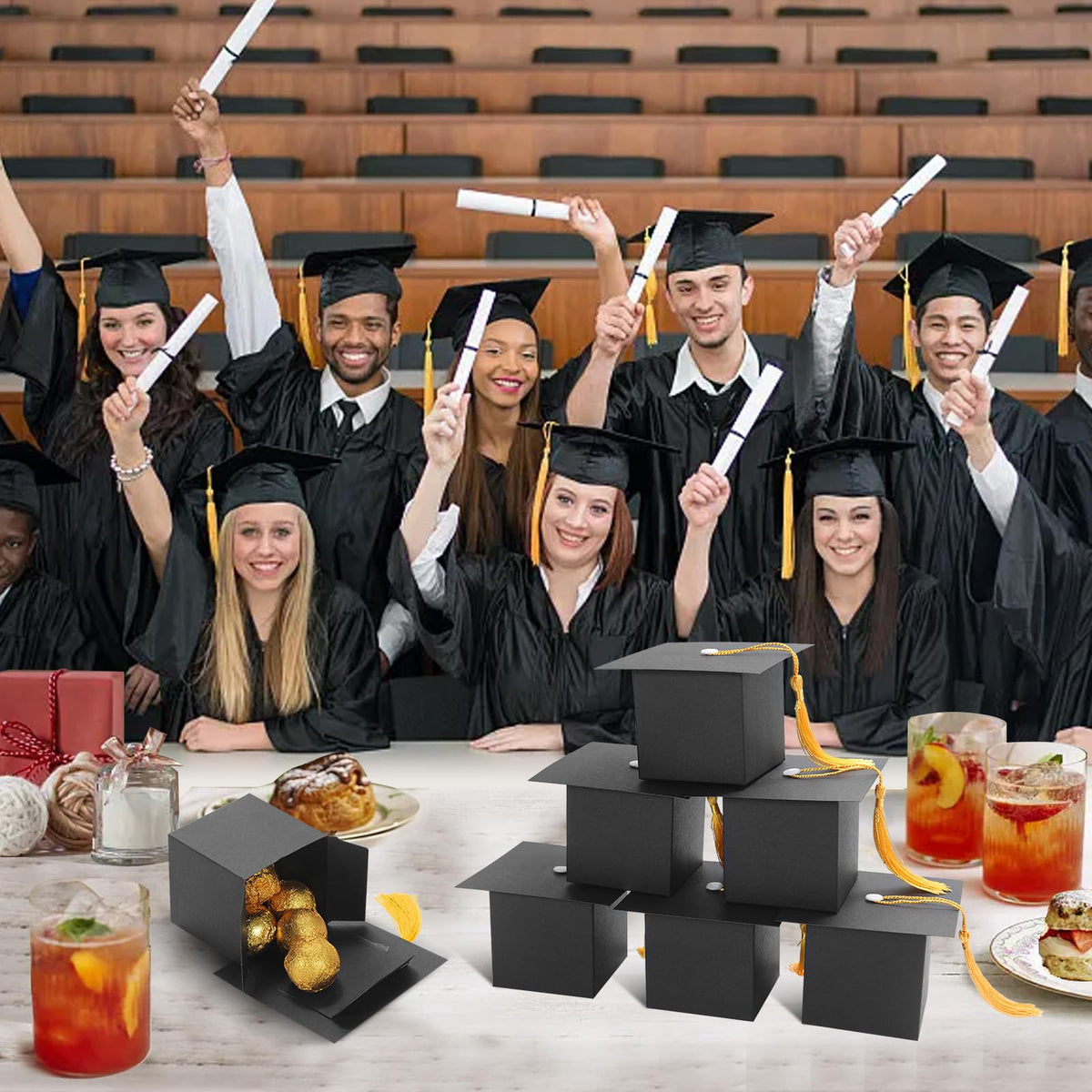 COTOPHER DIY gift box used as graduation centerpiece decor