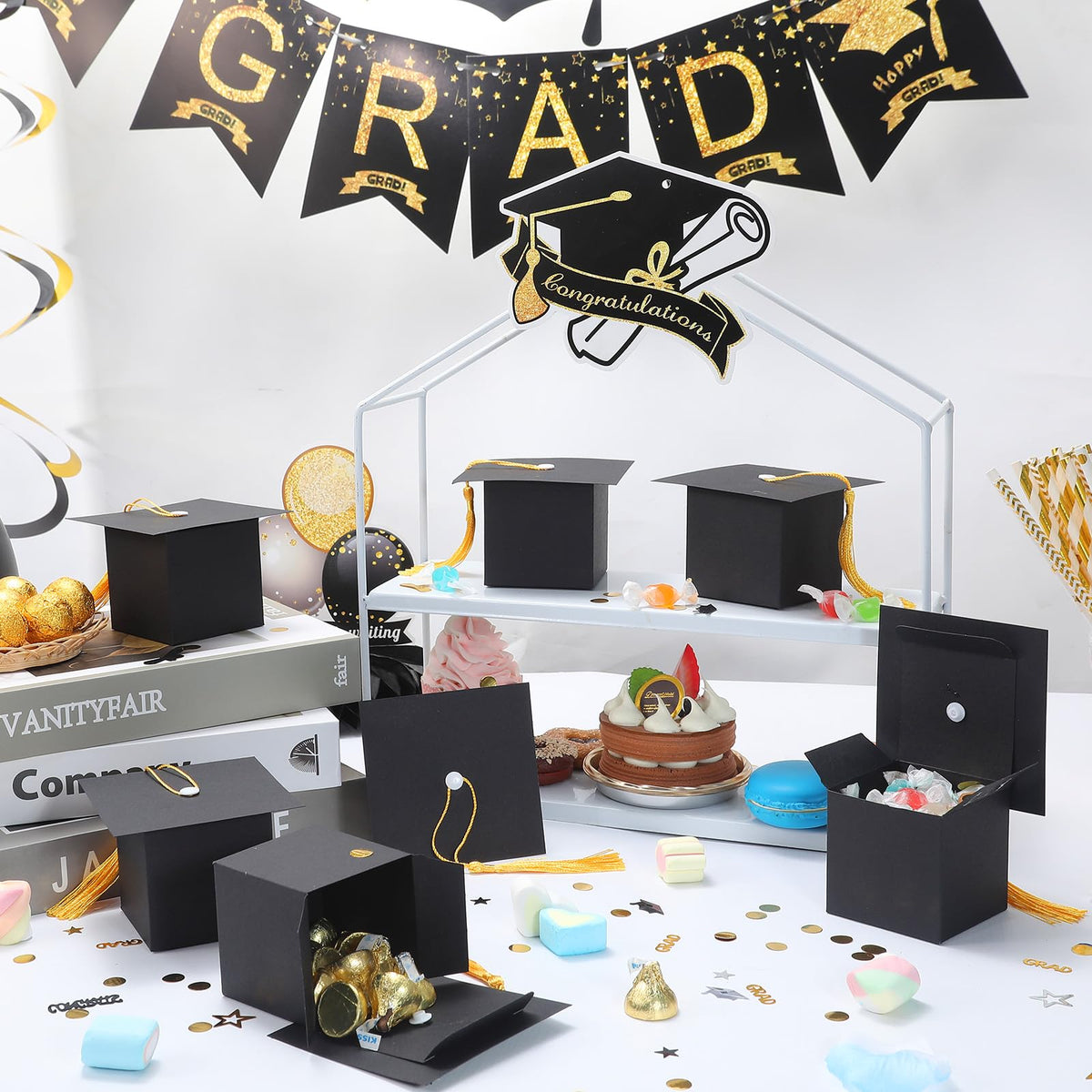 COTOPHER 100-pack graduation-cap-box flat-pack ready to assemble