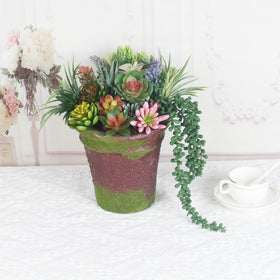 COTSEN artificial succulents close-up showing bright colors and realistic texture